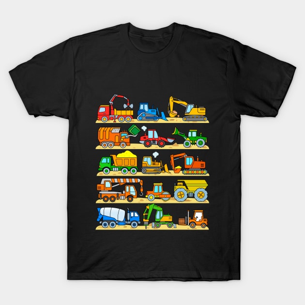 Construction Trucks Cement Truck Dozer Diggers Dumper T-Shirt by samshirts